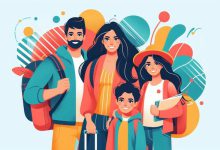 خانواده شاد در حال سفر